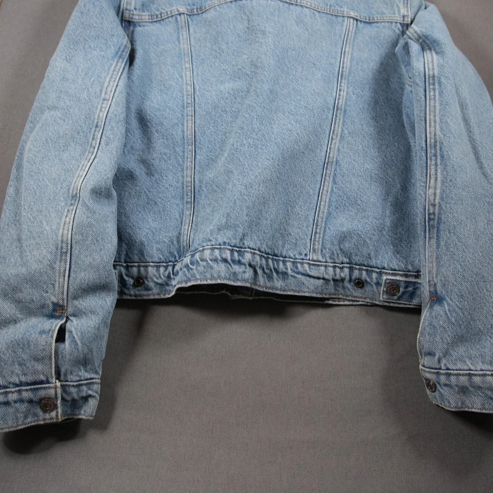 Levi's Sherpa Collar Lined Denim Trucker Women Jacket XL Western Cowgirl Y2K